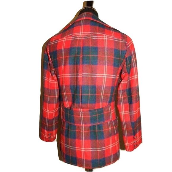 70s RED Plaid Blazer | Tartan Jacket Wide Notched Collar MOD Punk - Picture 8 of 10